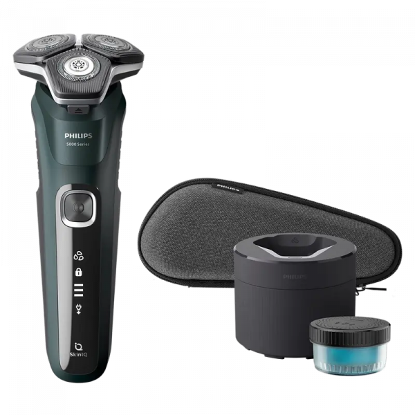 Электробритва мужская Philips Series 5000 Зеленый | Черный - Роторная | Влажный,Сухой | 60 мин