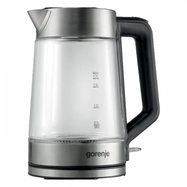 Fierbător electric Gorenje K17GED Argintiu - 2200 W | 1.7 l | Oțel Inoxidabil, Sticlă