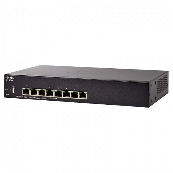 Сетевой коммутатор Cisco SF350-08 Черный - 8x 10/100 Мбит/с