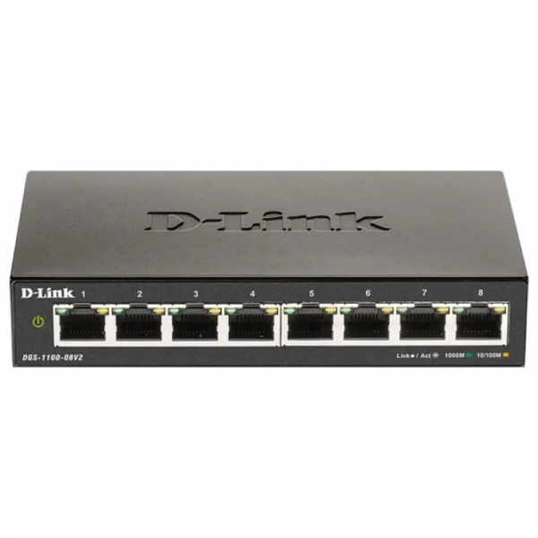 Сетевой коммутатор D-Link DGS-1100-08V2/A1A Черный - 8x 10/100/1000 Мбит/с