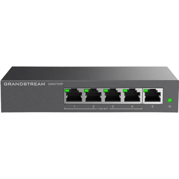 PoE коммутатор Grandstream GWN7700P Серый - 60 Вт | 4x IEEE 802.3af/at PoE коммутатор Grandstream GWN7700P Серый - 60 Вт | 4x IEEE 802.3af/at