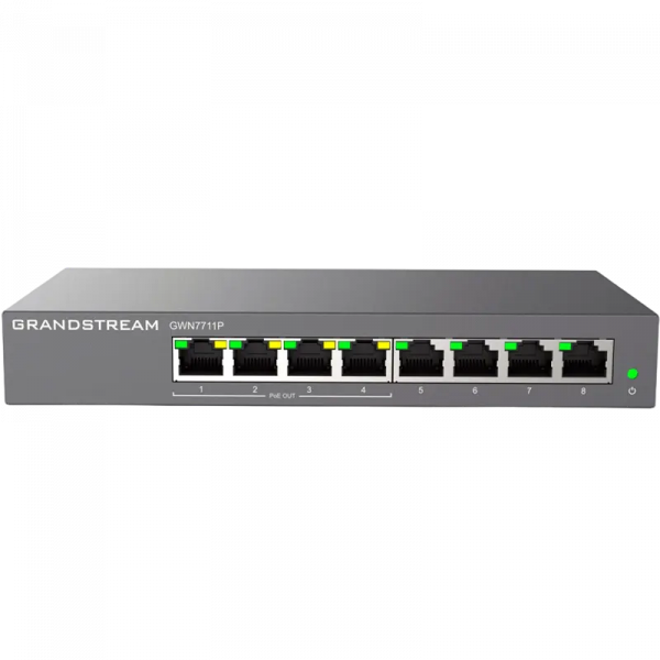 Comutator PoE Grandstream GWN7711P Oțel inoxidabil - 60 W | 4x IEEE 802.3af/at Comutator PoE Grandstream GWN7711P Oțel inoxidabil - 60 W | 4x IEEE 802.3af/at