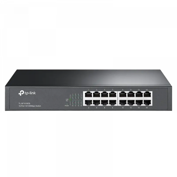 Сетевой коммутатор TP-LINK TL-SF1016DS Нержавеющая сталь - 16x 10/100 Мбит/с Сетевой коммутатор TP-LINK TL-SF1016DS Нержавеющая сталь - 16x 10/100 Мбит/с