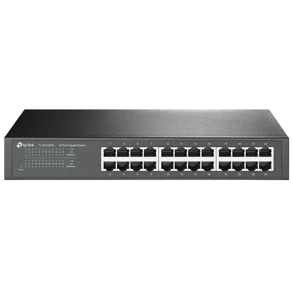 Сетевой коммутатор TP-LINK TL-SG1024D Черный - 24x 10/100/1000 Мбит/с Сетевой коммутатор TP-LINK TL-SG1024D Черный - 24x 10/100/1000 Мбит/с