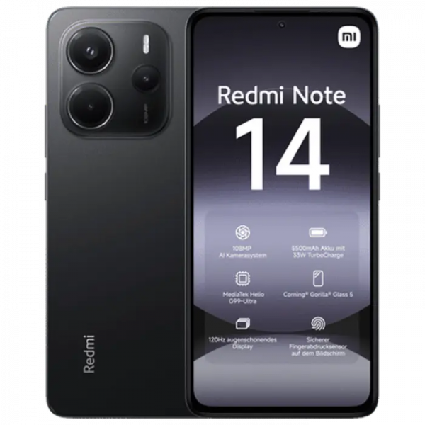 Smartphone Xiaomi Redmi Note 14, 6 GB / 128GB - 6.67" | AMOLED | 120 Hz | 5500 mAh | nano-SIM Dual | Negru