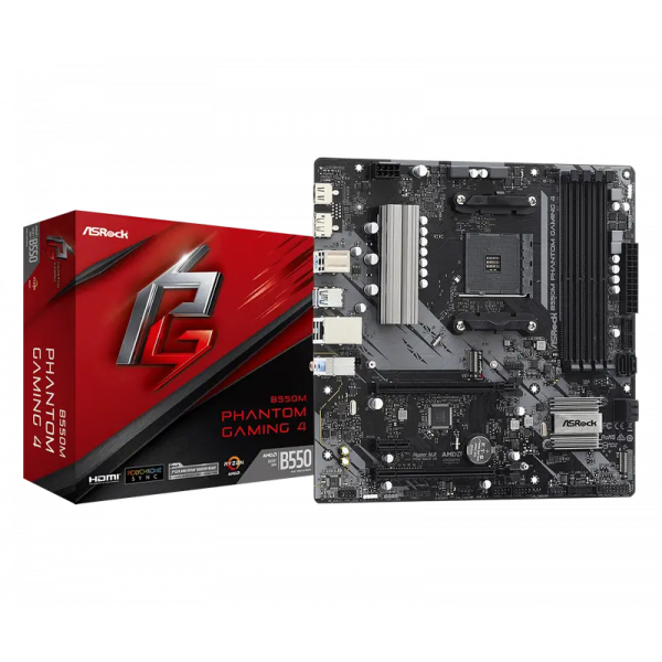 Материнская плата ASRock B550M PHANTOM GAMING 4 AM4 Micro-ATX - AMD B550 | DDR4 SDRAM | 4x DIMM