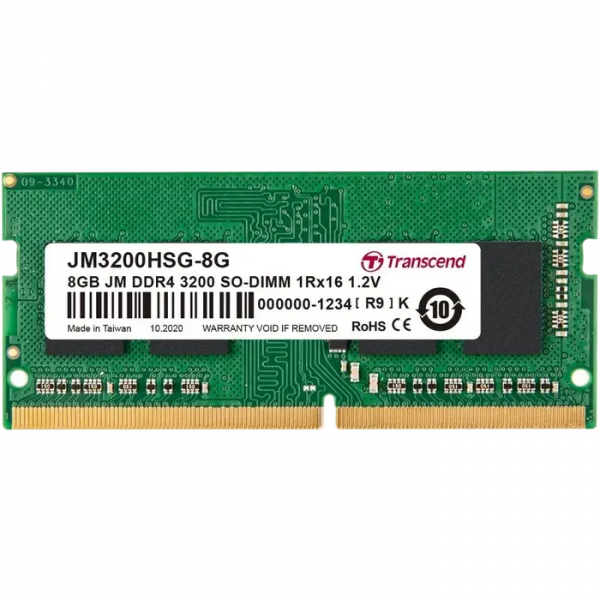Memorie RAM Transcend PC25600 8GB - DDR4 SDRAM | 3200 MHz | 1x 8GB