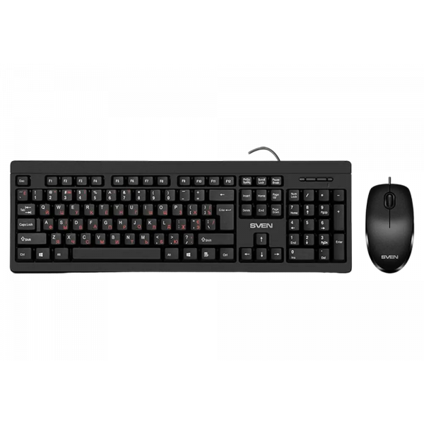 Set Tastatură + Mouse SVEN KB-S320C Membrană Negru - Cu fir | Engleza,Rusă Set Tastatură + Mouse SVEN KB-S320C Membrană Negru - Cu fir | Engleza,Rusă