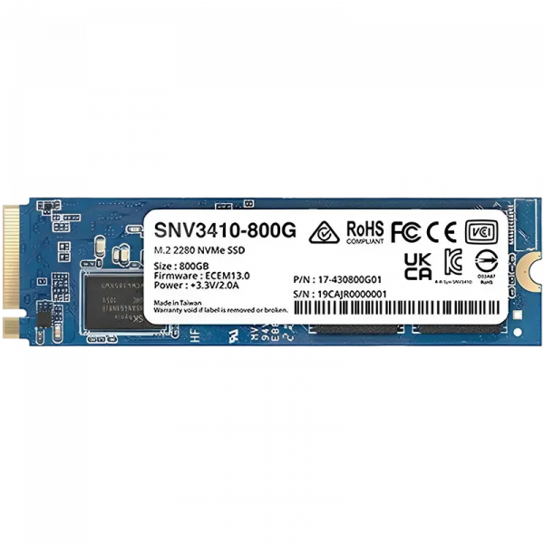 Накопитель SSD SYNOLOGY Enterprise SNV3410 800GB - M.2 NVMe | NVMe PCIe 3.0 x4 | 1000 МБ/с