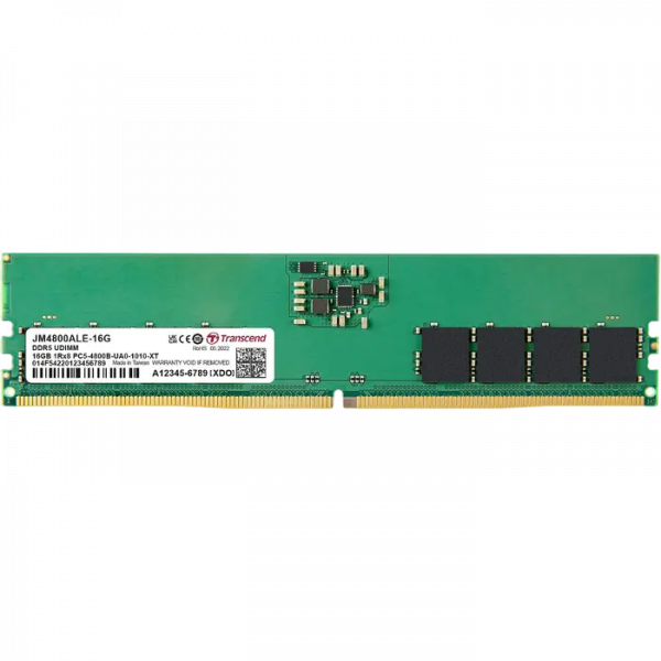 Оперативная память Transcend JetRam JetRam 16 ГБ Зеленый - DDR5 SDRAM | 4800 МГц | 1x 16 ГБ