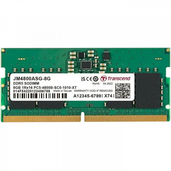 Оперативная память Transcend JetRam JetRam 8 ГБ Зеленый - DDR5 SDRAM | 4800 МГц | 1x 16 ГБ