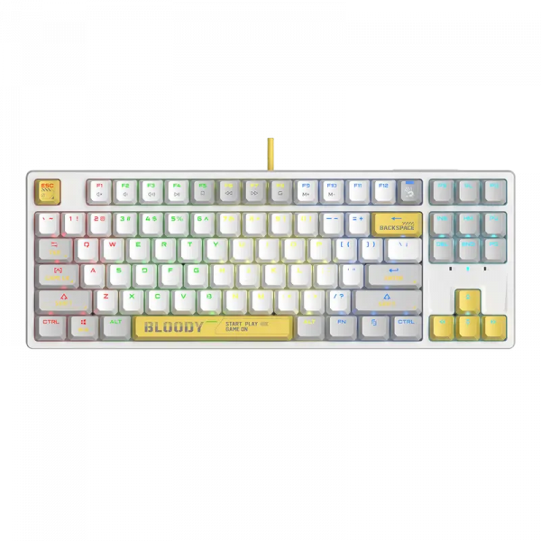 Tastatură Bloody S87 Mecanic Alb - Cu fir | Rusă,Engleza