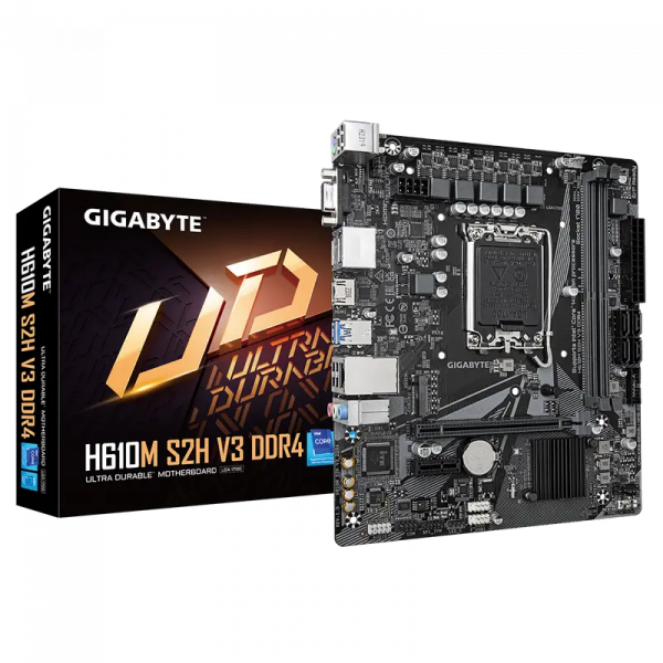 Placă de bază Gigabyte H610M S2H V3 DDR4 LGA1700 Micro-ATX - Intel H610 | DDR4 SDRAM | 2x DIMM
