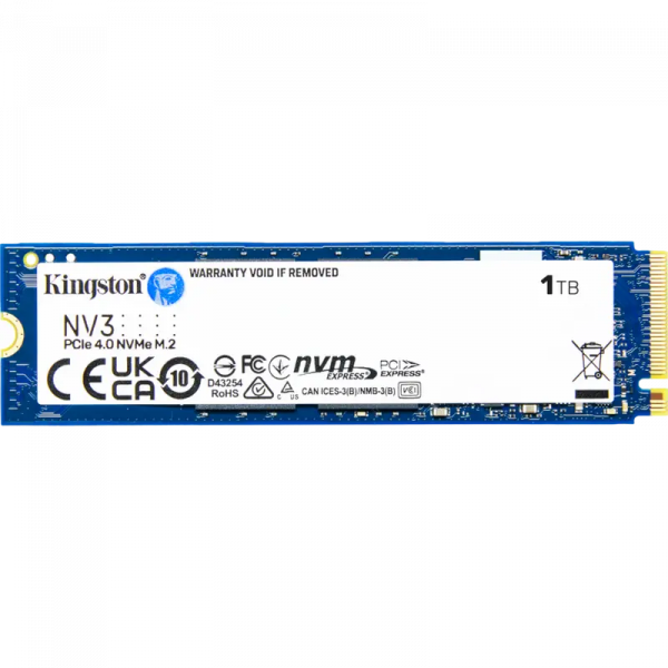 Накопитель SSD Kingston NV3 1024GB - M.2 NVMe | NVMe PCIe 4.0 x4 | 4000 МБ/с Накопитель SSD Kingston NV3 1024GB - M.2 NVMe | NVMe PCIe 4.0 x4 | 4000 МБ/с