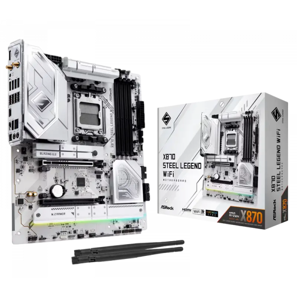 Материнская плата ASRock X870 STEEL LEGEND WIFI AM5 ATX - AMD X870 | DDR5 SDRAM | 4x DIMM