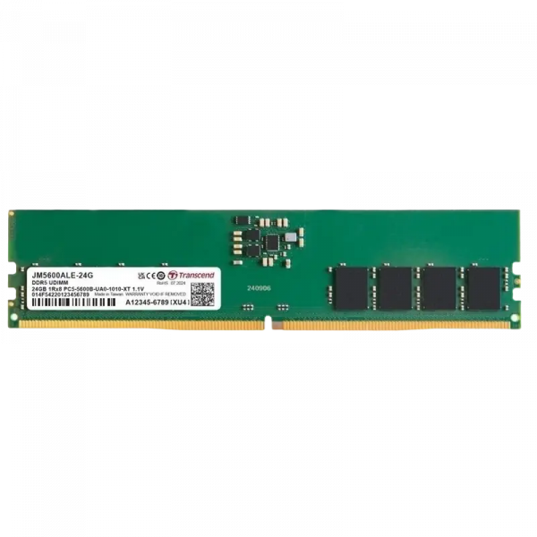 Оперативная память Transcend JetRam JetRam 24 ГБ Черный/Зеленый - DDR5 SDRAM | 5600 МГц | 1x 24 ГБ