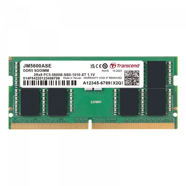 Оперативная память Transcend JetRam JetRam 24 ГБ Черный/Зеленый - DDR5 SDRAM | 5600 МГц | 1x 24 ГБ