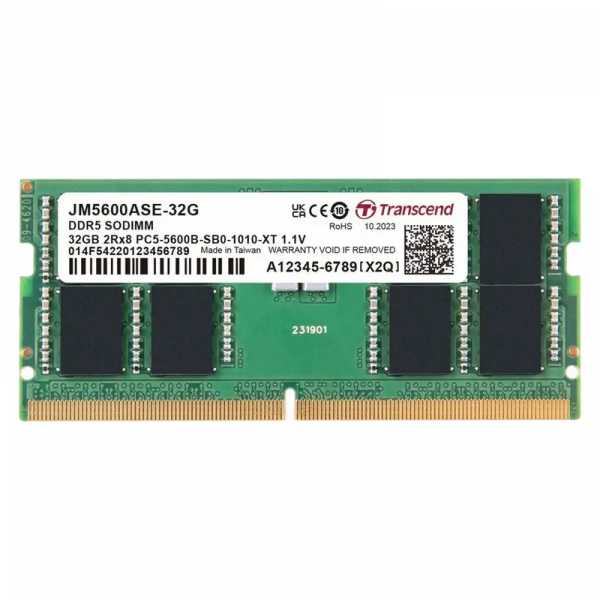 Memorie RAM Transcend JetRam JetRam 48GB Negru/Verde - DDR5 SDRAM | 5600 MHz | 1x 48GB Memorie RAM Transcend JetRam JetRam 48GB Negru/Verde - DDR5 SDRAM | 5600 MHz | 1x 48GB