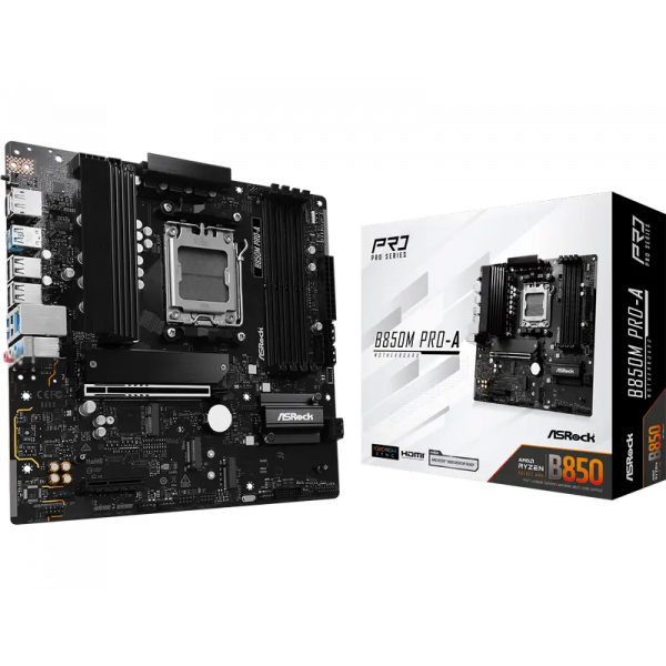 Placă de bază ASRock B850M PRO-A AM5 Micro-ATX - AMD B850 | DDR5 SDRAM | 4x DIMM