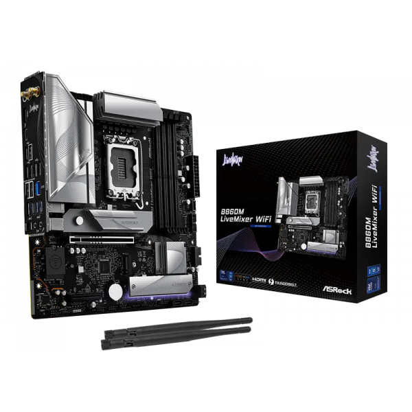 Материнская плата ASRock B860M LIVEMIXER WIFI LGA1851 Micro-ATX - Intel B860 | DDR5 SDRAM | 4x DIMM