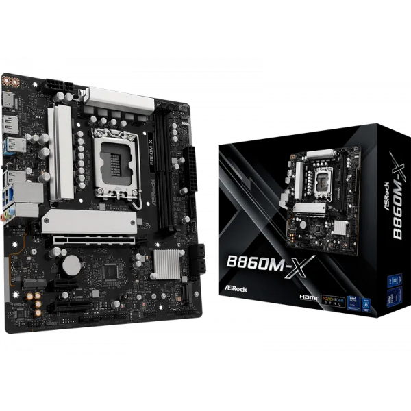 Материнская плата ASRock B860M-X LGA1851 Micro-ATX - Intel B860 | DDR5 SDRAM | 2x DIMM
