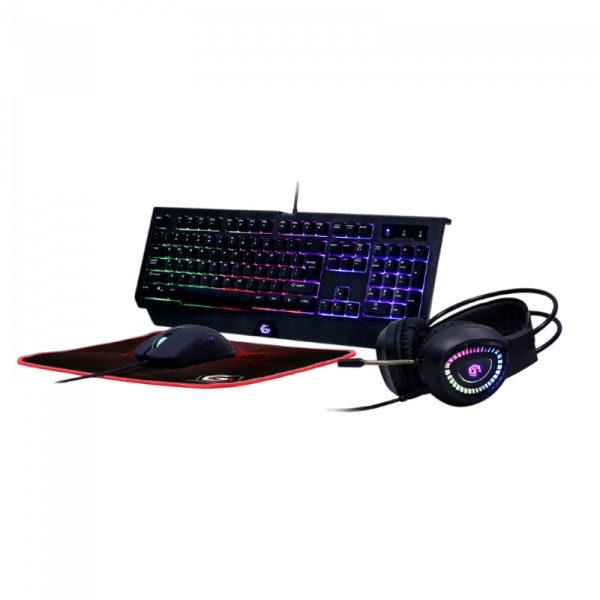 Set Tastatură + Mouse + Mouse Pad + Căști Gembird GGS-UMGL4-01 Membrană Negru - Cu fir | Engleza