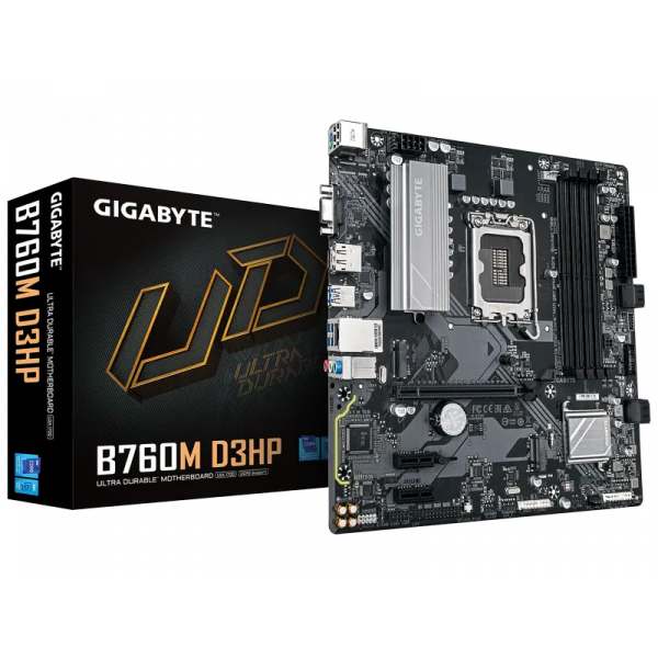 Placă de bază Gigabyte B760M D3HP LGA1700 Micro-ATX - Intel B760 | DDR5 SDRAM | 4x DIMM Placă de bază Gigabyte B760M D3HP LGA1700 Micro-ATX - Intel B760 | DDR5 SDRAM | 4x DIMM