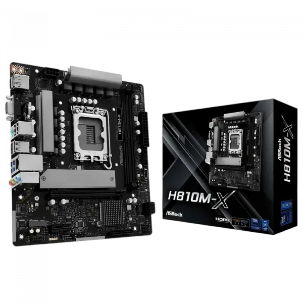 Материнская плата ASRock H810M-X LGA1851 Micro-ATX - Intel H810 | DDR5 SDRAM | 2x DIMM