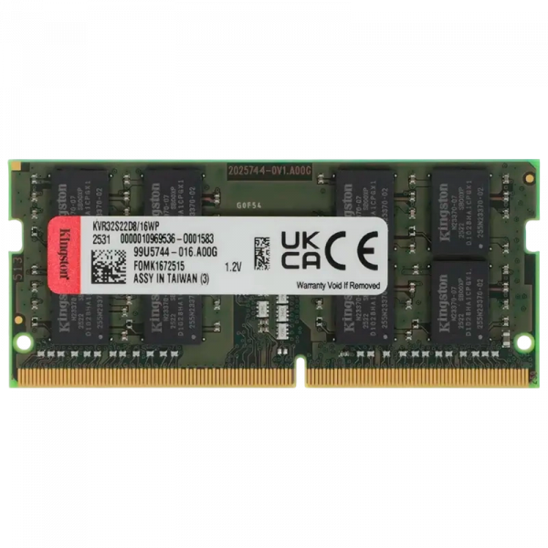 Оперативная память Kingston KVR32S22D8/16WP ValueRAM 16 ГБ Зеленый - DDR4 SDRAM | 3200 МГц | 1x 16 ГБ Оперативная память Kingston KVR32S22D8/16WP ValueRAM 16 ГБ Зеленый - DDR4 SDRAM | 3200 МГц | 1x 16 ГБ