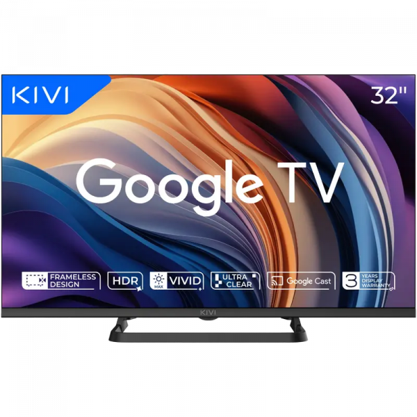 32" LED SMART Телевизор KIVI 32H710QB Черный - 1366x768 px | 60 Гц | 16Вт | Google TV