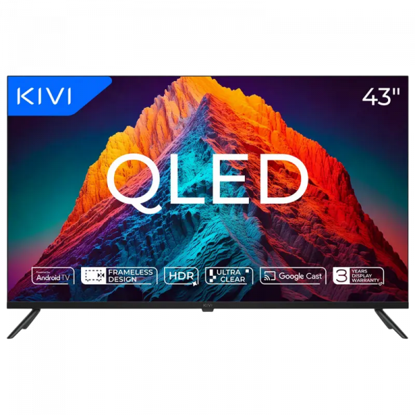 43" QLED SMART Телевизор KIVI 43U770QB Черный - 3840x2160 px | 60 Гц | 10Вт | Android TV