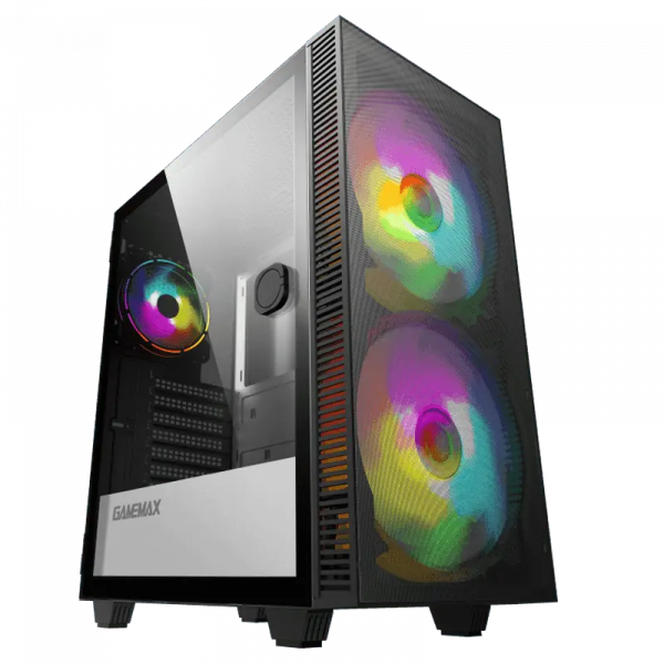 Carcasă PC Gamemax AERO Midi-Tower Negru - Fără PSU | ABS Plastic,Oțel,Sticlă călită | ARGB
