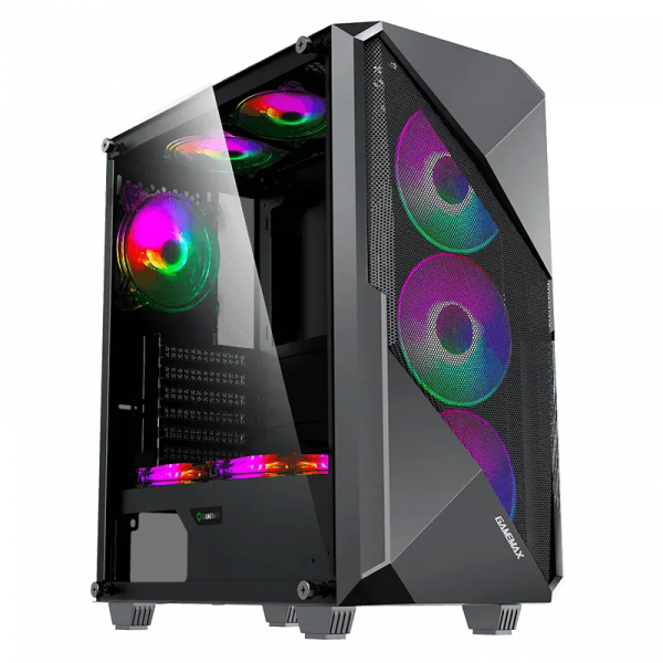 Компьютерный корпус Gamemax REVOLT Midi-Tower Черный - Без блока питания | Металл,Пластик АБС,Закаленное стекло | ARGB