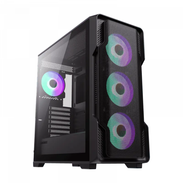 Carcasă PC Gamemax SIEGE BK Midi-Tower Negru - Fără PSU | Metal | RGB