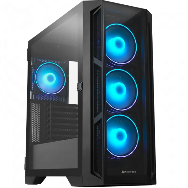 Carcasă PC Chieftec GA-01B-TG-OP Midi-Tower Negru - Fără PSU | Oțel,Sticlă călită