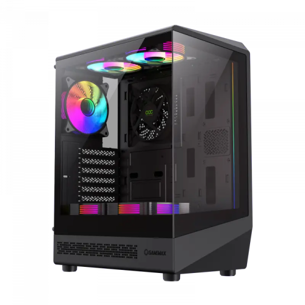 Carcasă PC Gamemax VISTA COC AB Midi-Tower Negru - Fără PSU | Aluminiu,Sticlă călită