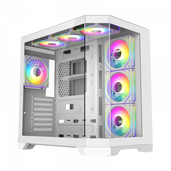 Carcasă PC Gamemax HYPE-A Midi-Tower Alb - Fără PSU | Metal, sticlă călită