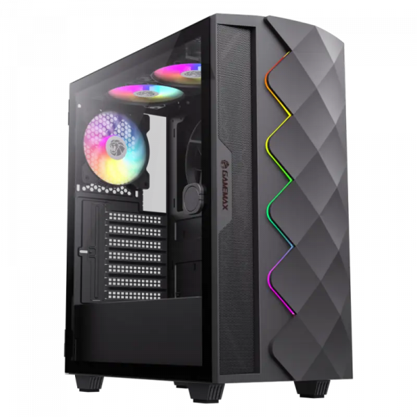 Компьютерный корпус Gamemax DIAMOND CP BK Midi-Tower Черный - Без блока питания | ARGB