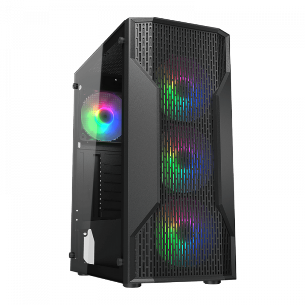 Carcasă PC Cougar MX 110 RGB Midi-Tower Negru - Fără PSU | Oțel, plastic ABS, Sticlă călită