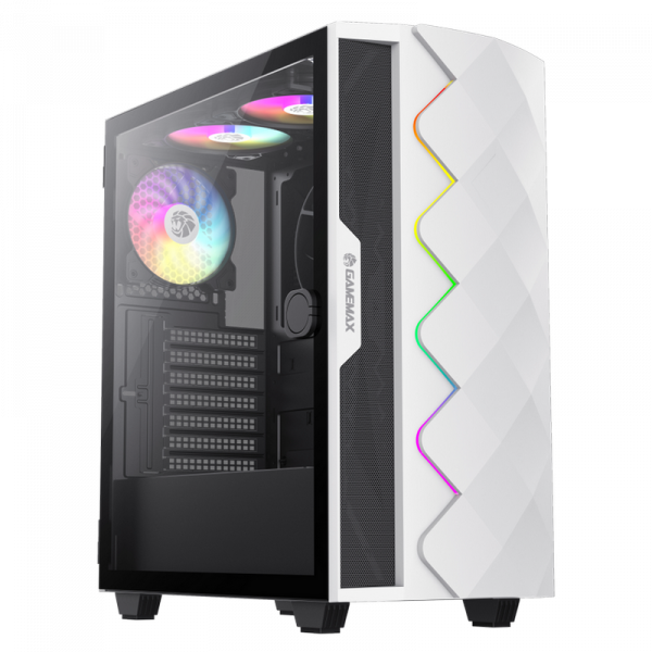 Компьютерный корпус Gamemax Diamond CP WT Midi-Tower Белый - Без блока питания | Металл, Пластик ABS, Закаленное стекло | ARGB