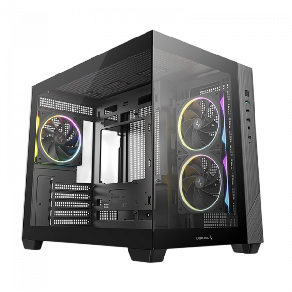 Carcasă PC Deepcool CG330 3F Midi-Tower Negru - Fără PSU | Oțel, plastic ABS, Sticlă călită
