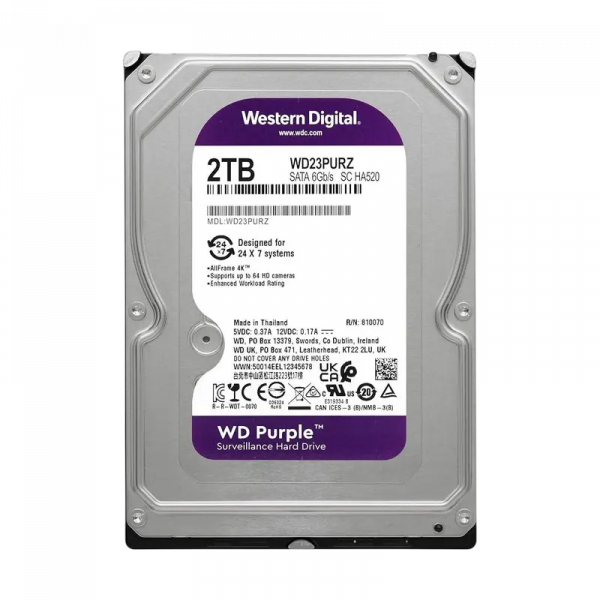 Unitate HDD Western Digital WD Purple 2 TB - 3.5" | 180 MB /s | SATA-3 (6 Gb/s) Unitate HDD Western Digital WD Purple 2 TB - 3.5" | 180 MB /s | SATA-3 (6 Gb/s)