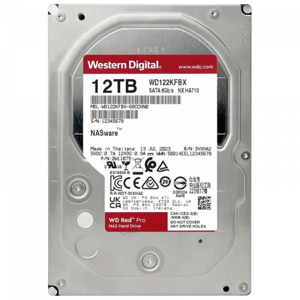 Жесткий диск Western Digital WD Red Pro 12 ТБ - 3.5" | 267 МБ /с | SATA-3 (6 Гбит/сек)