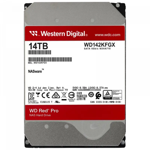 Жесткий диск Western Digital WD Red Pro 14 ТБ - 3.5" | 255 МБ /с | SATA-3 (6 Гбит/сек)