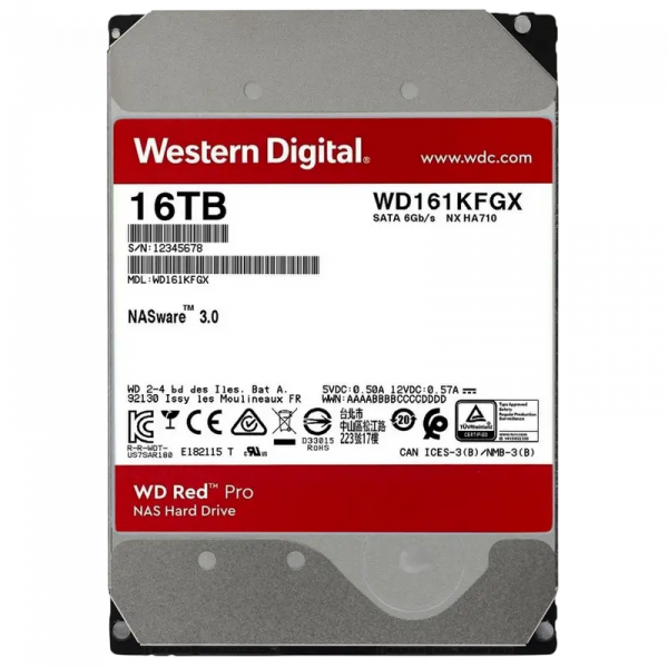 Жесткий диск Western Digital WD Red Pro 16 ТБ - 3.5" | 259 МБ /с | SATA-3 (6 Гбит/сек)
