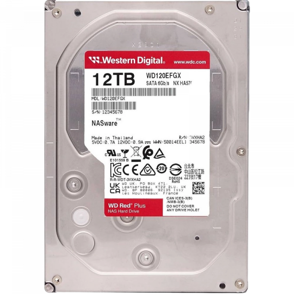 Unitate HDD Western Digital WD Red Plus 12 TB - 3.5" | 260 MB /s | SATA-3 (6 Gb/s)