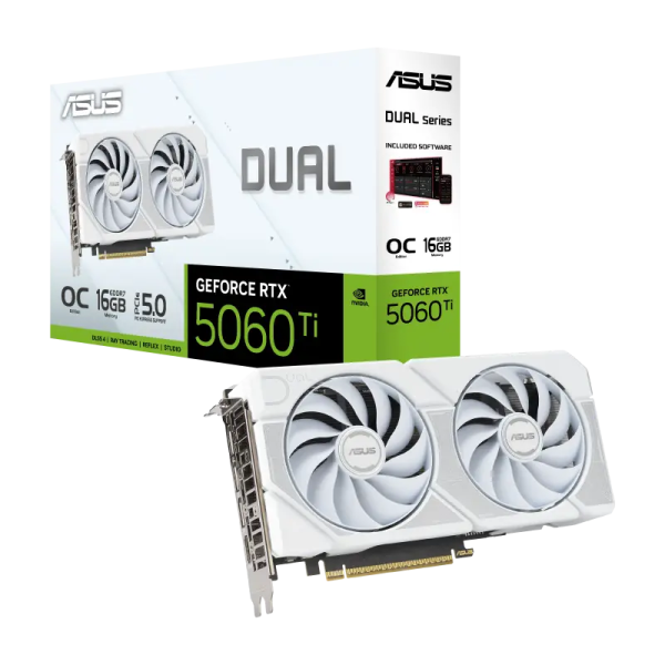 Видеокарта ASUS Dual GeForce RTX 5060 Ti White OC - 16 ГБ | PCI-E 5.0 x16