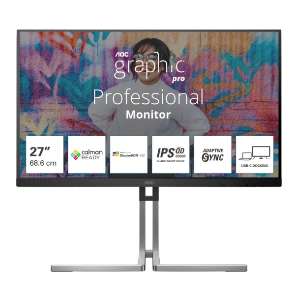 Monitor AOC Q27U3CV Argintiu - 27" | IPS | 2560x1440 | 75 Hz | 109 ppi | 4 ms