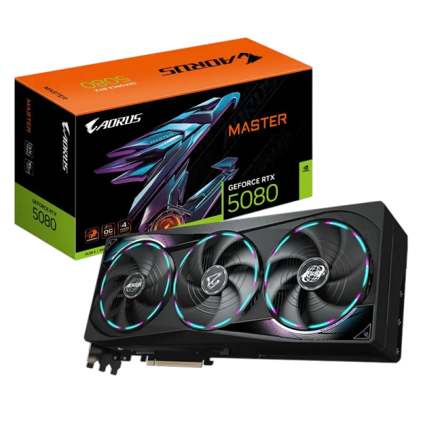 Видеокарта Gigabyte AORUS GeForce RTX 5080 MASTER - 16 ГБ | PCI-E 5.0 x16 Видеокарта Gigabyte AORUS GeForce RTX 5080 MASTER - 16 ГБ | PCI-E 5.0 x16