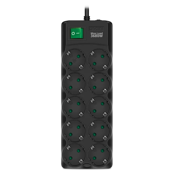 Сетевой фильтр SVEN SF-10E-16 Черный - 3 м | 3680 Вт | 10 Сетевой фильтр SVEN SF-10E-16 Черный - 3 м | 3680 Вт | 10